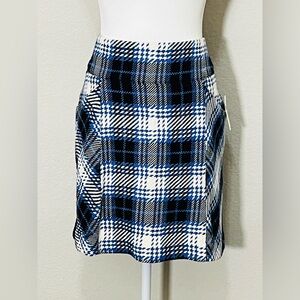 Anthropologie Maeve Blue and White Plaid Mini Skirt NWT Size 4